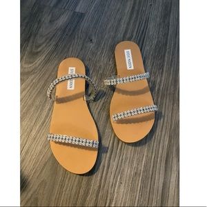 White rhinestone Steve Madden slide